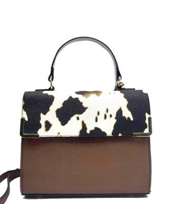 Colorblock Top Handle Satchel PF2770 BROWN COW